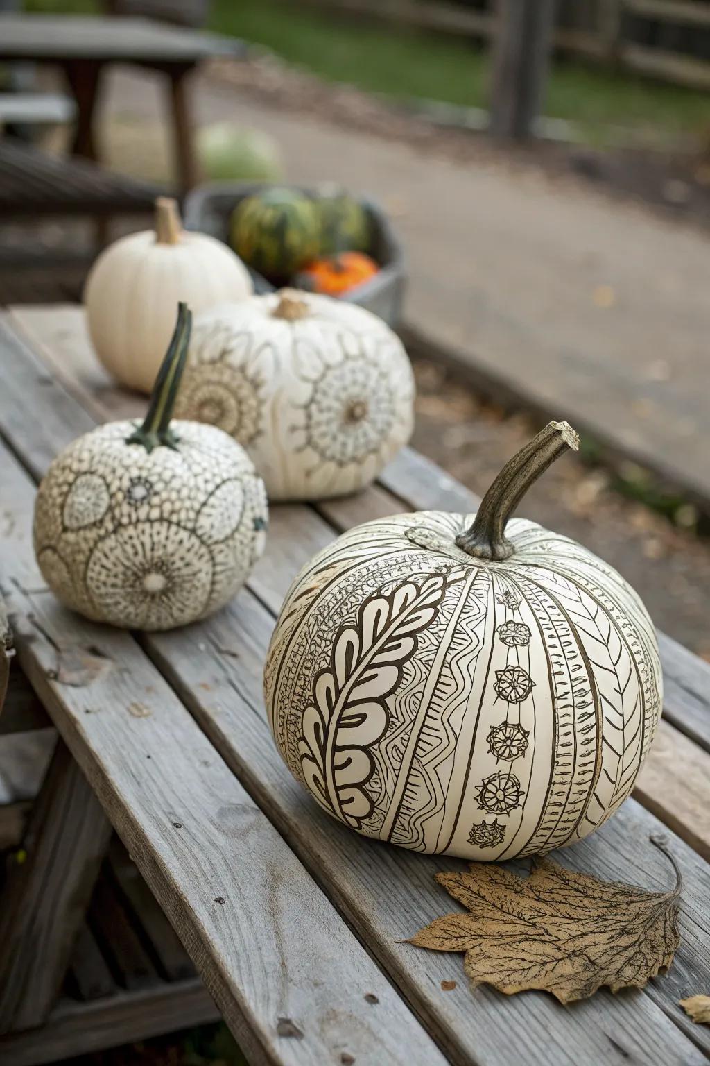 Gourds with zentangle artistry proffer a contemporary twist on tradition