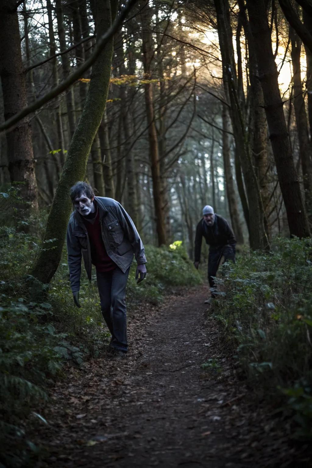 Zombies lurking along the route, poised to surprise visitors.