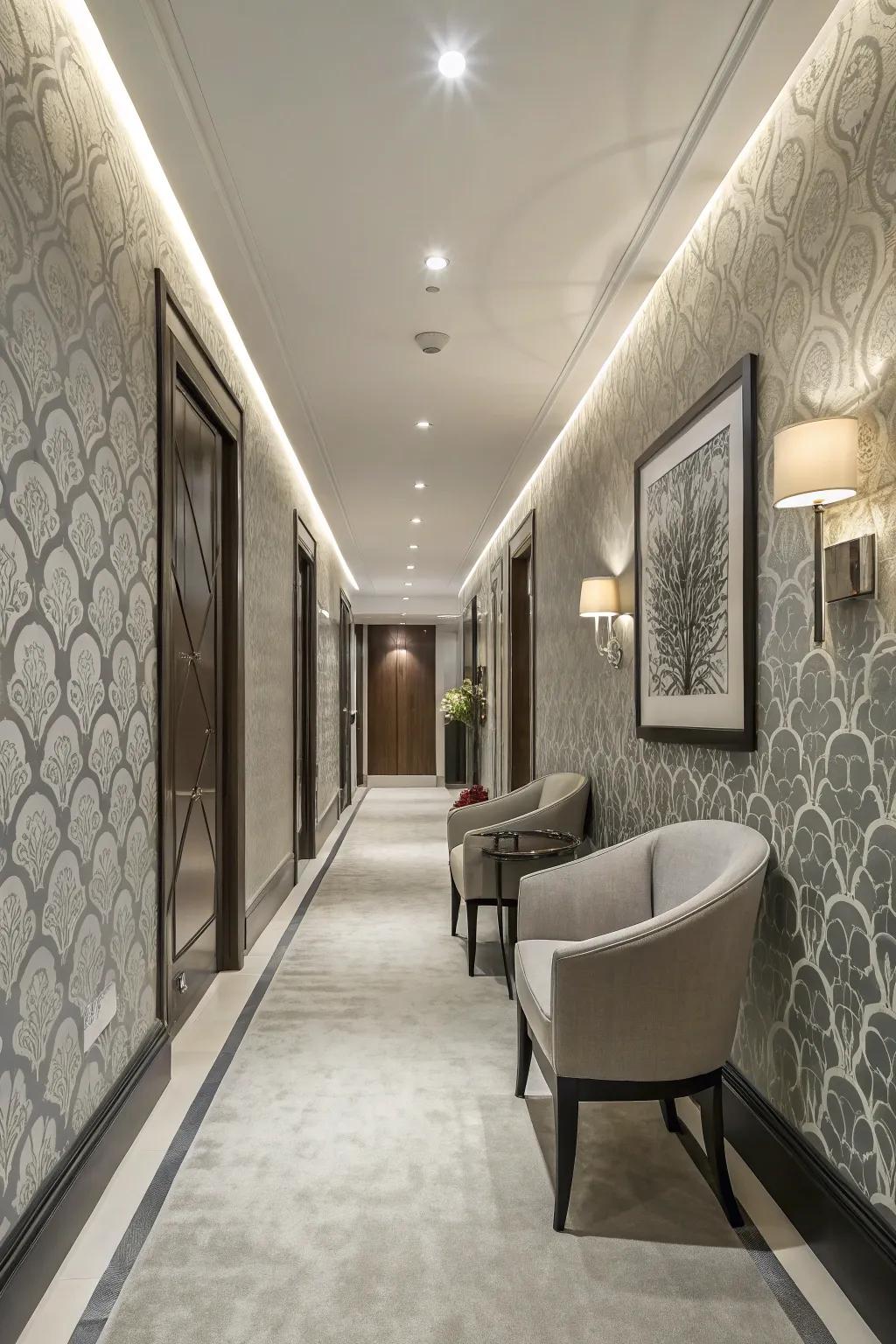 A hallway exemplifying single-hue refinement.