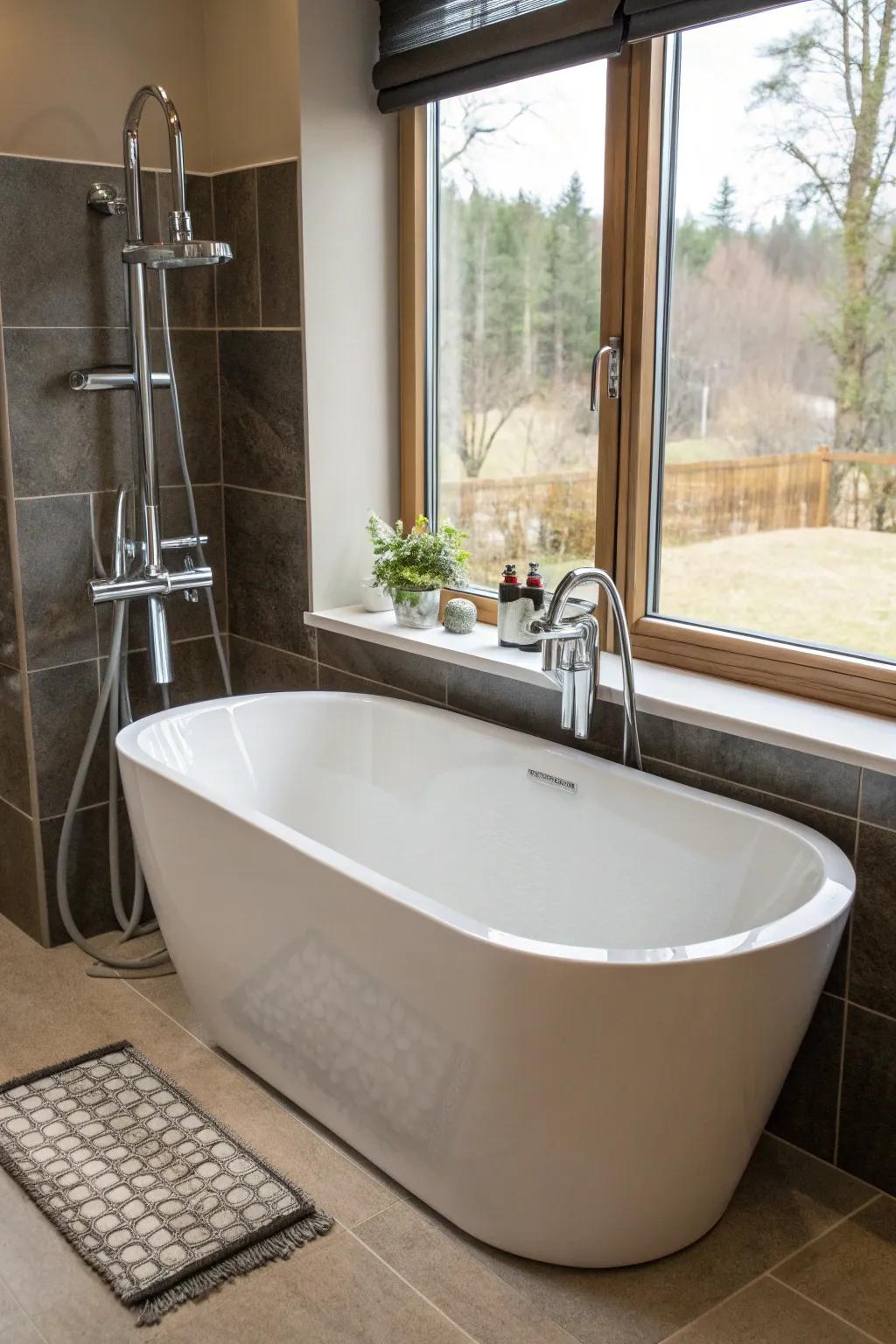 Fuse an Aqua Spritzer with a tub gush for paired functionality.