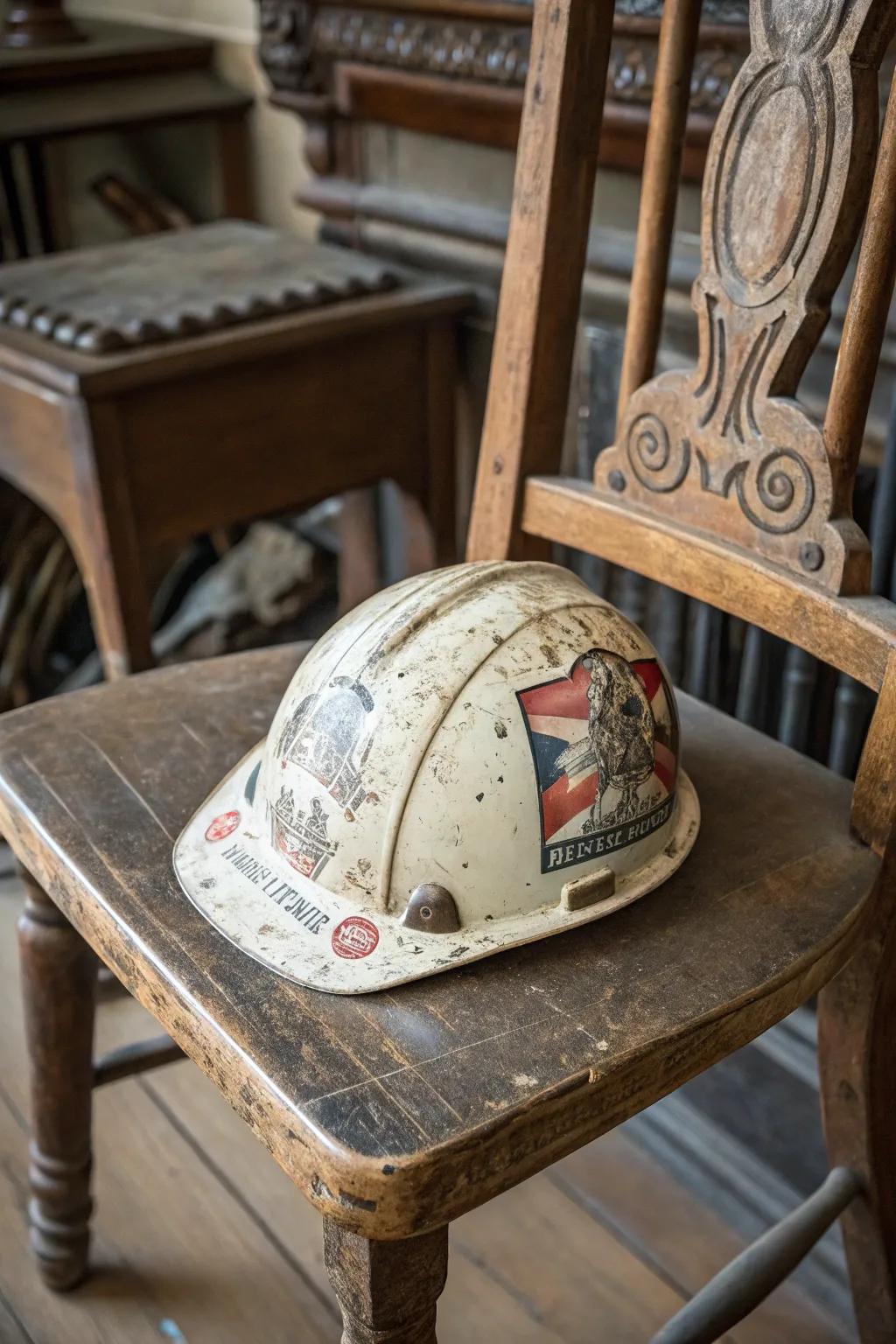 A hard hat possessing the allure of prior eras.