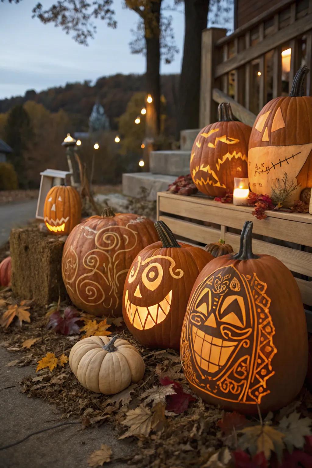 Inventive etched gourds stemming from a delightful rivalry.