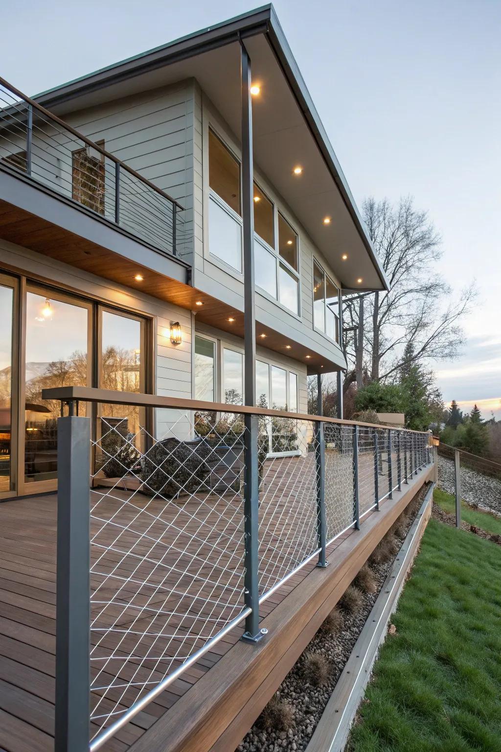 Inclined boards fashion a vibrant and modern deck visual.