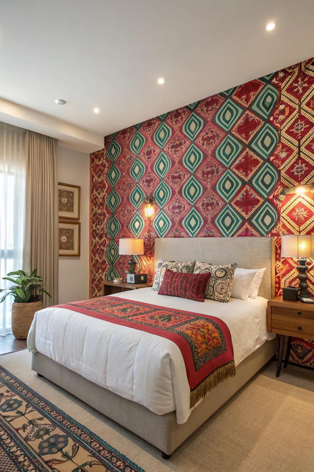 A central wall feature adds a unique accent to your bedroom.