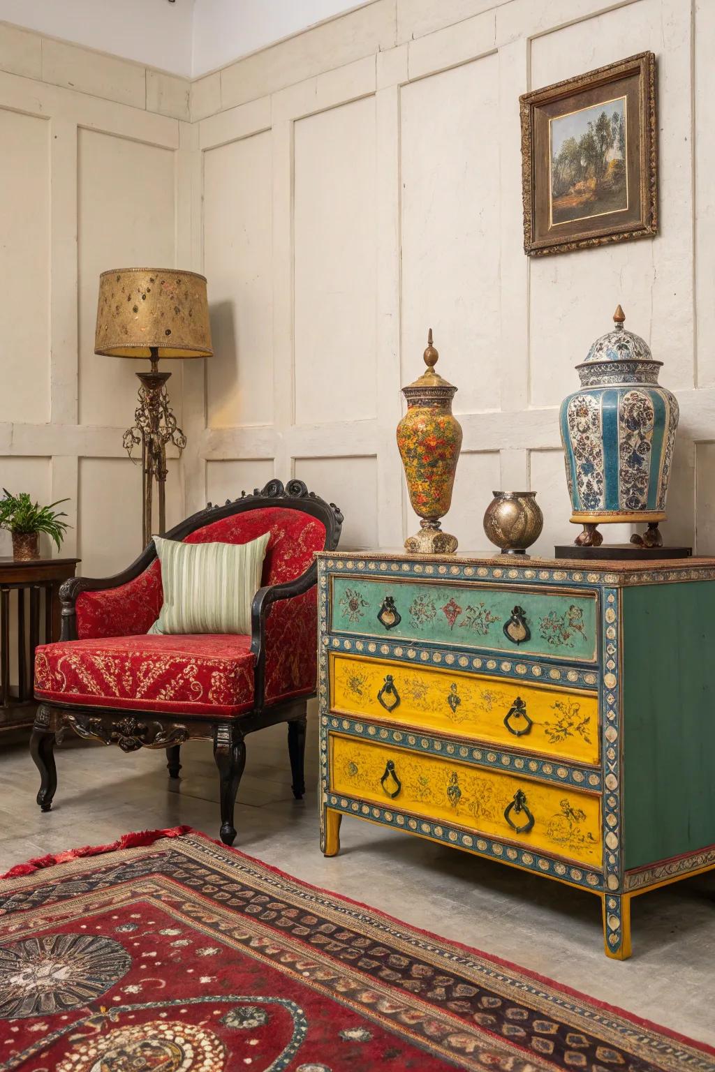 A space that masterfully showcases the enchantment of historically-inspired color choices.