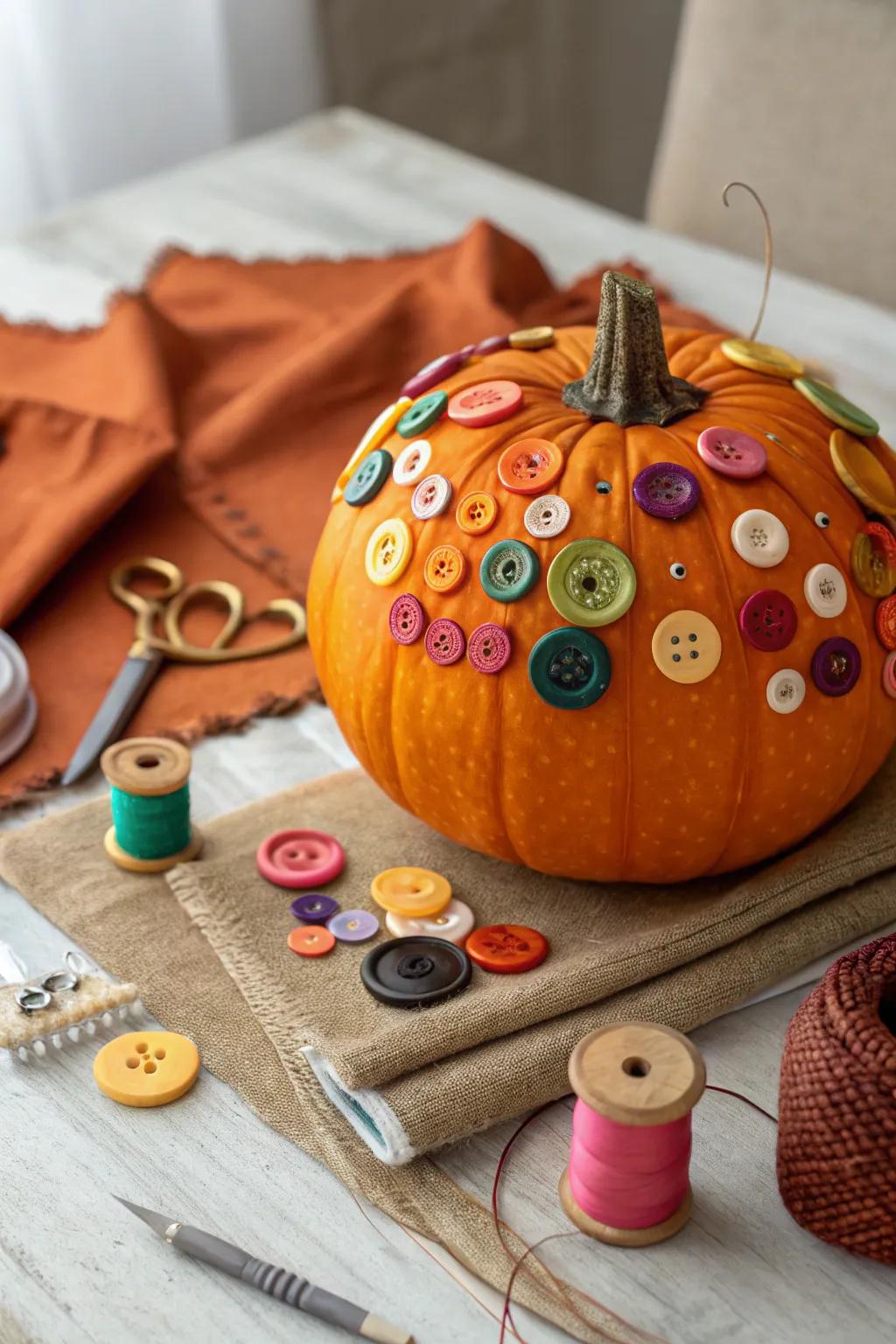 A stud-adorned pumpkin that presents crafty inventiveness.