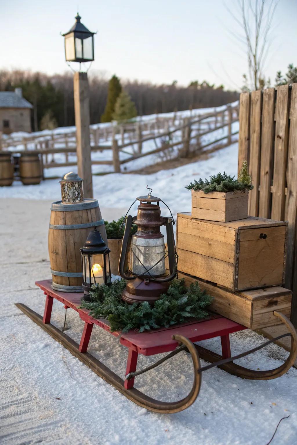 A sled embellished with singular vintage discoveries