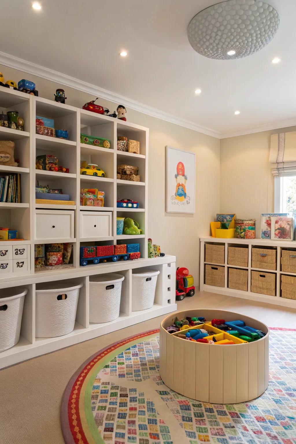A toy rotation system keeps the play area novel and manageable.