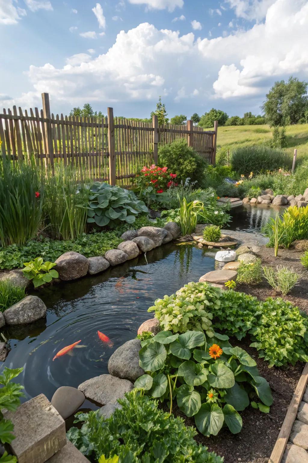 A pond brings nature and tranquility to your gardening area.