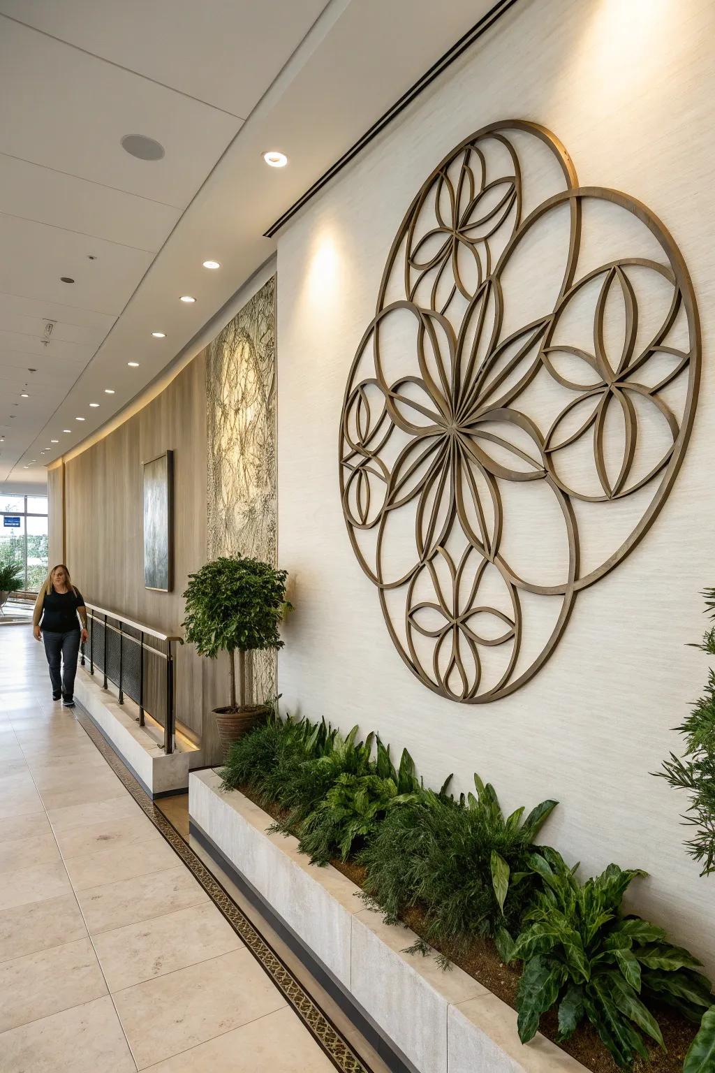 Dimensional art injects a hint of intrigue.