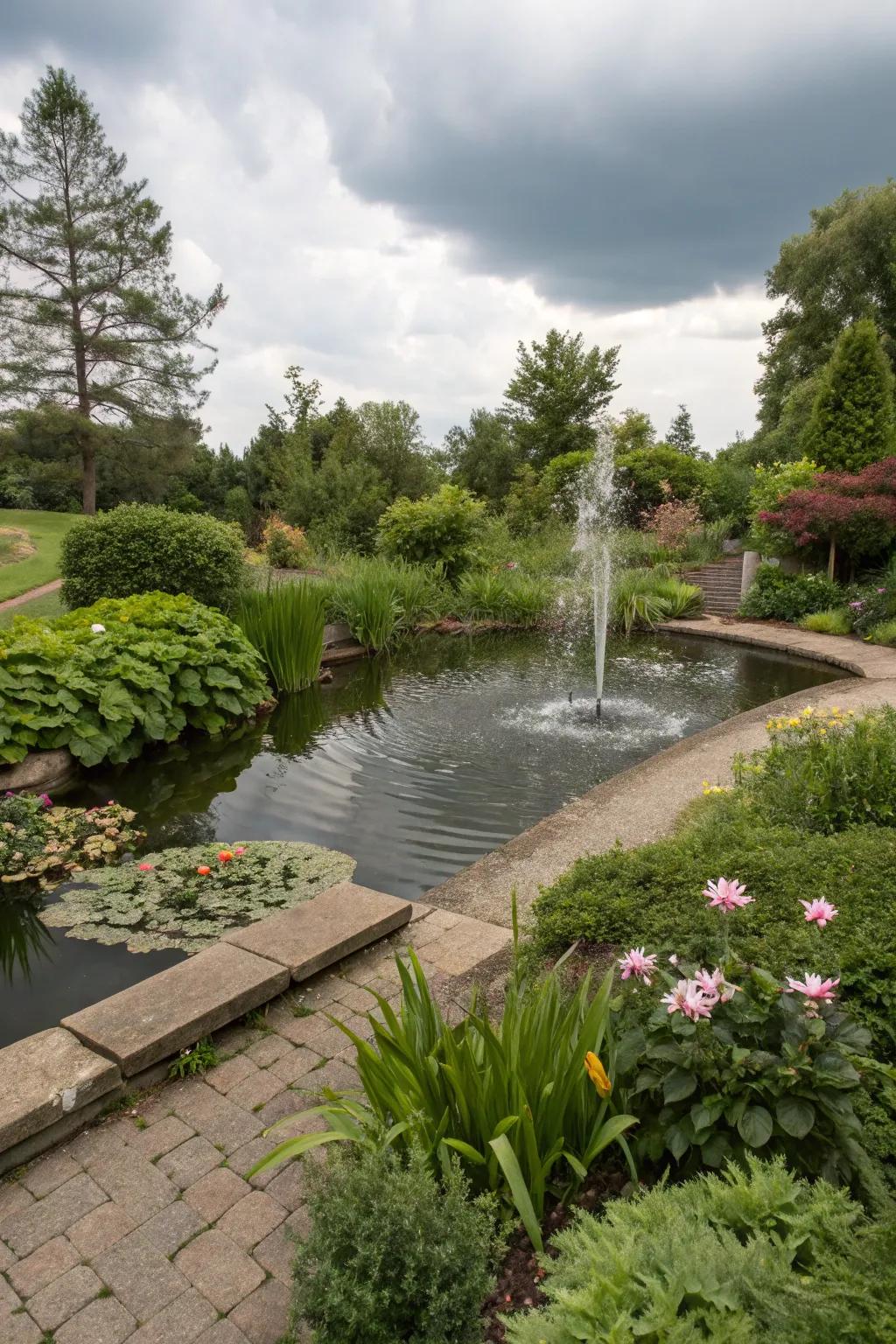 A hydro feature contributes tranquility to your grounds.