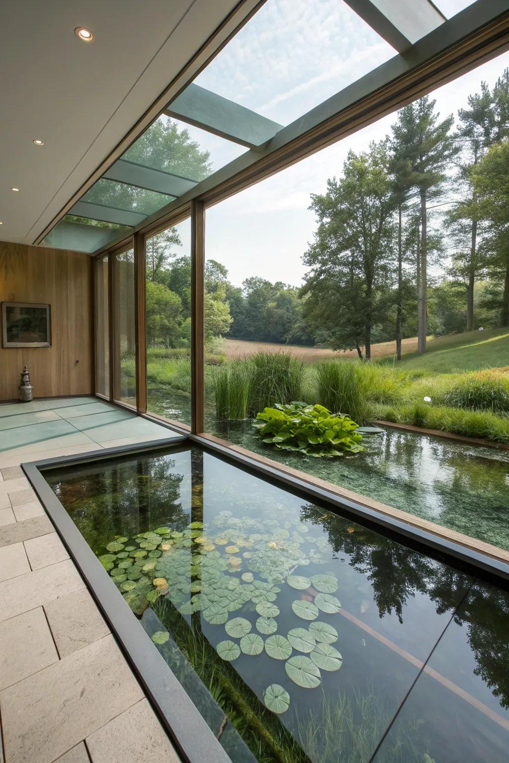 Interior-exterior ponds blur the boundaries connecting nature and the residence.