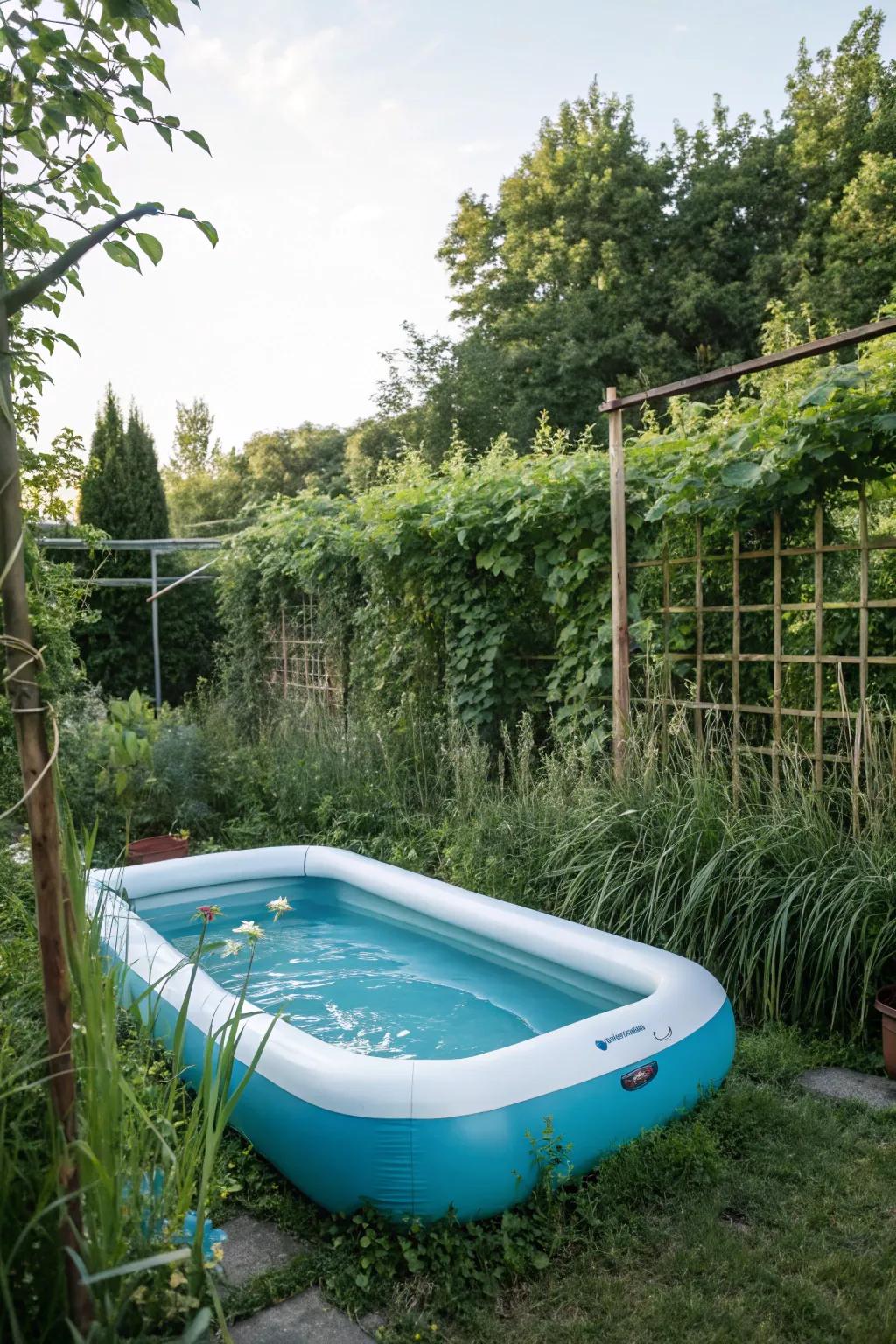 Green plants create privacy and quiet at your pool.