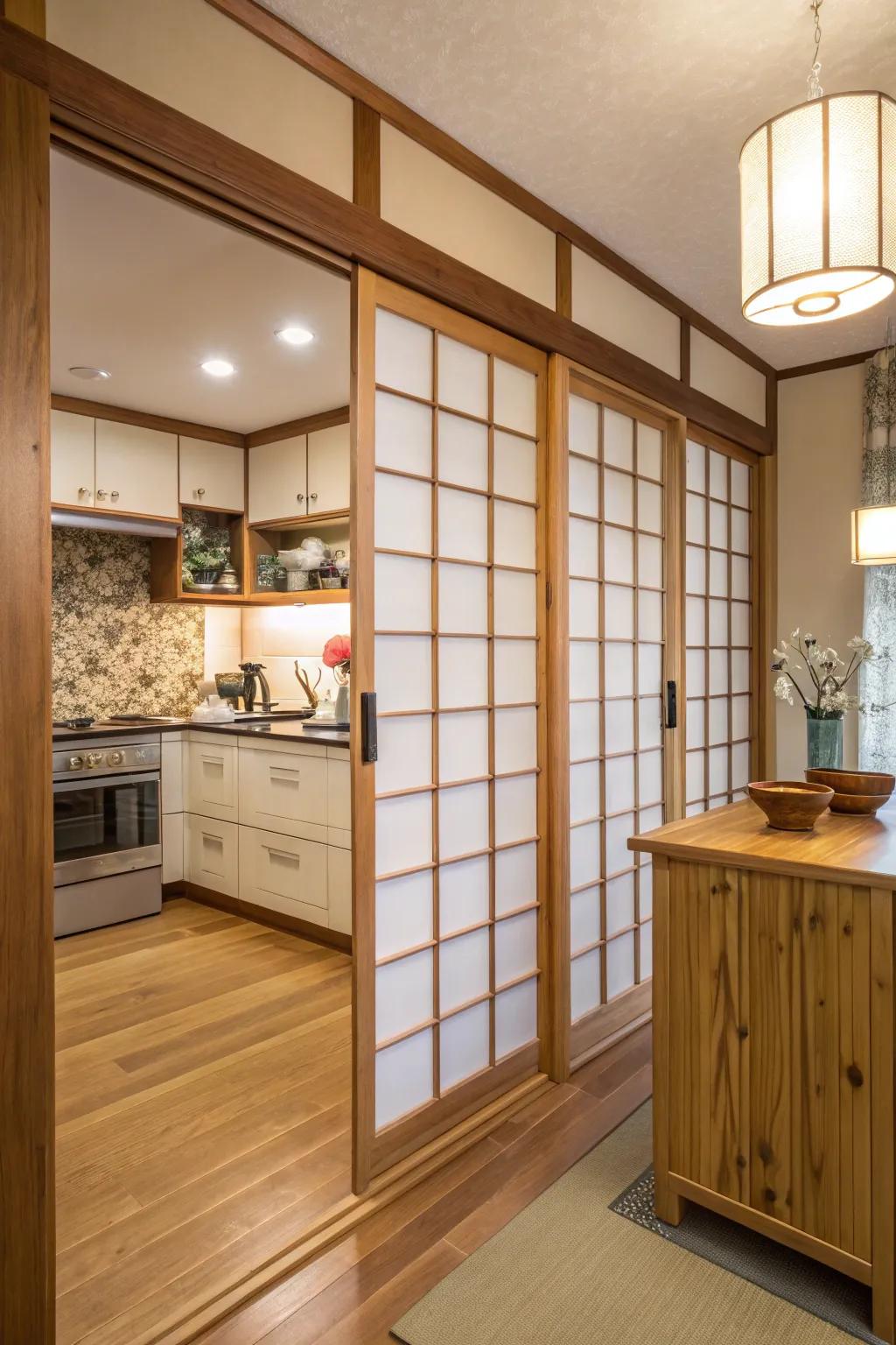 Sliding panels blend past with present.