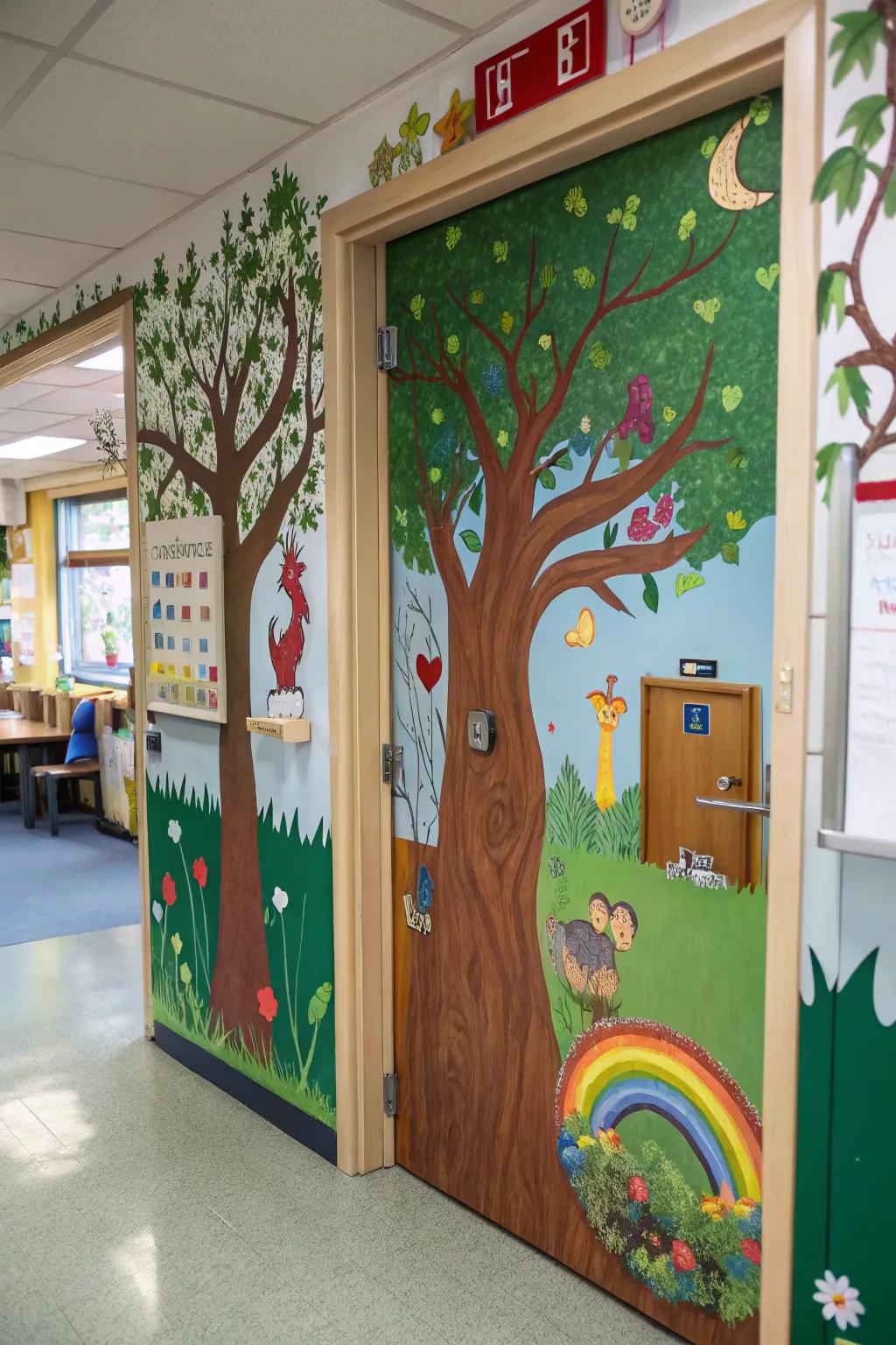 A kindergarten portal with a bewitching forest theme featuring arbores and mythical beings.
