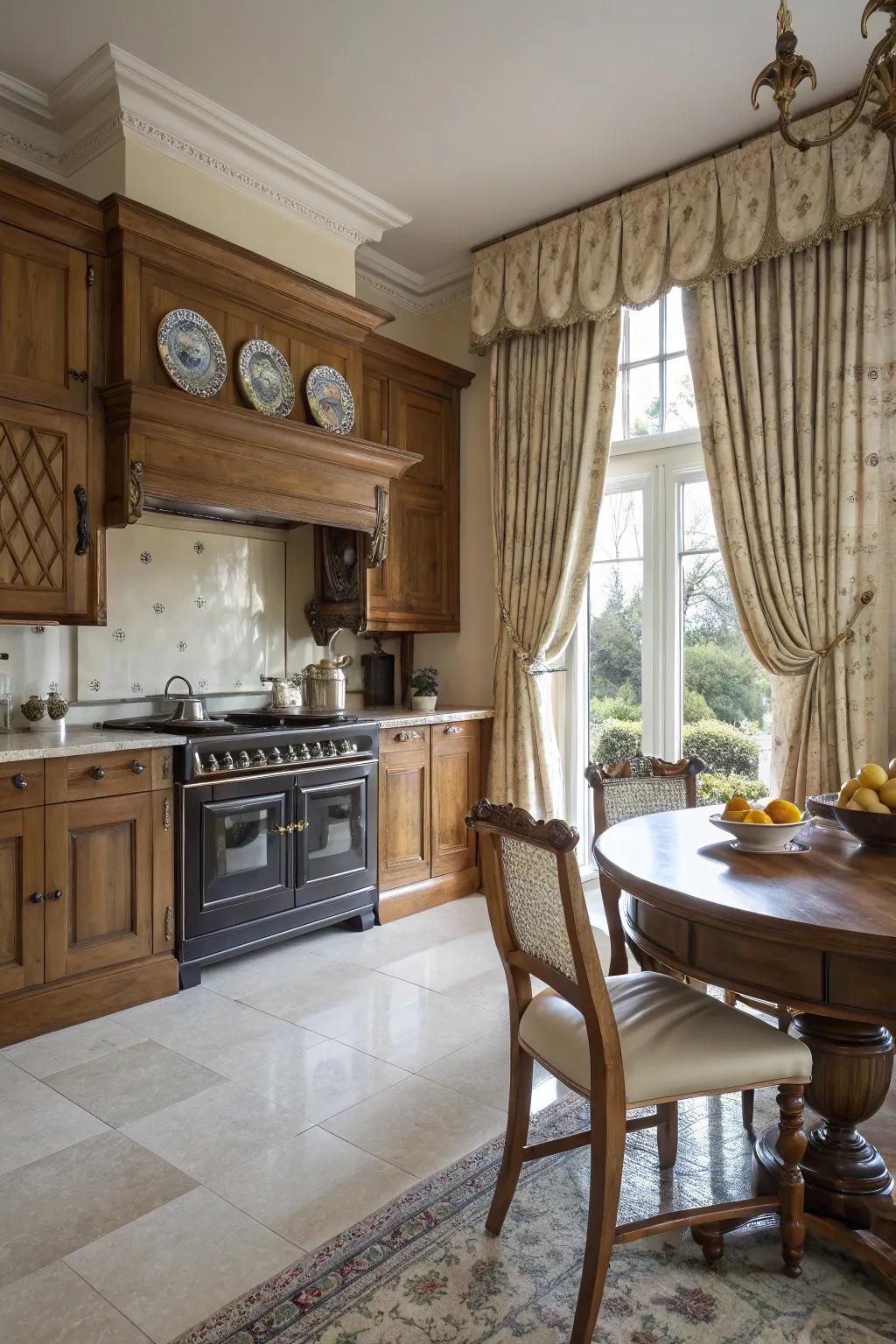 Pleated window dressings infuse a hint of sophistication into your kitchen.