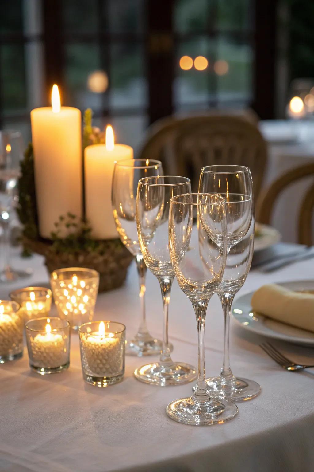 Hand-blown wine goblets impart elegance to any event.
