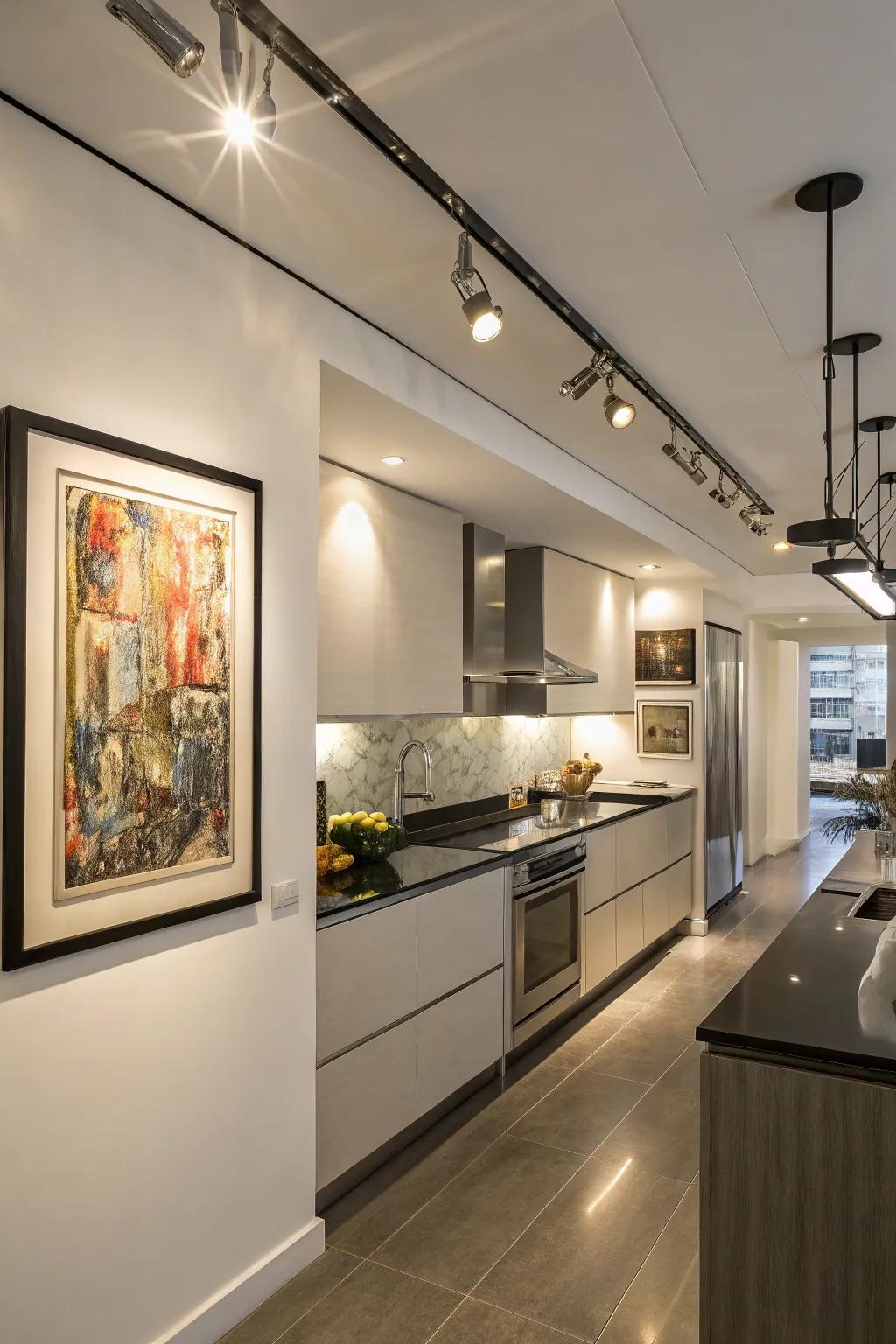 Showcase artistic elements with strategically placed illumination.