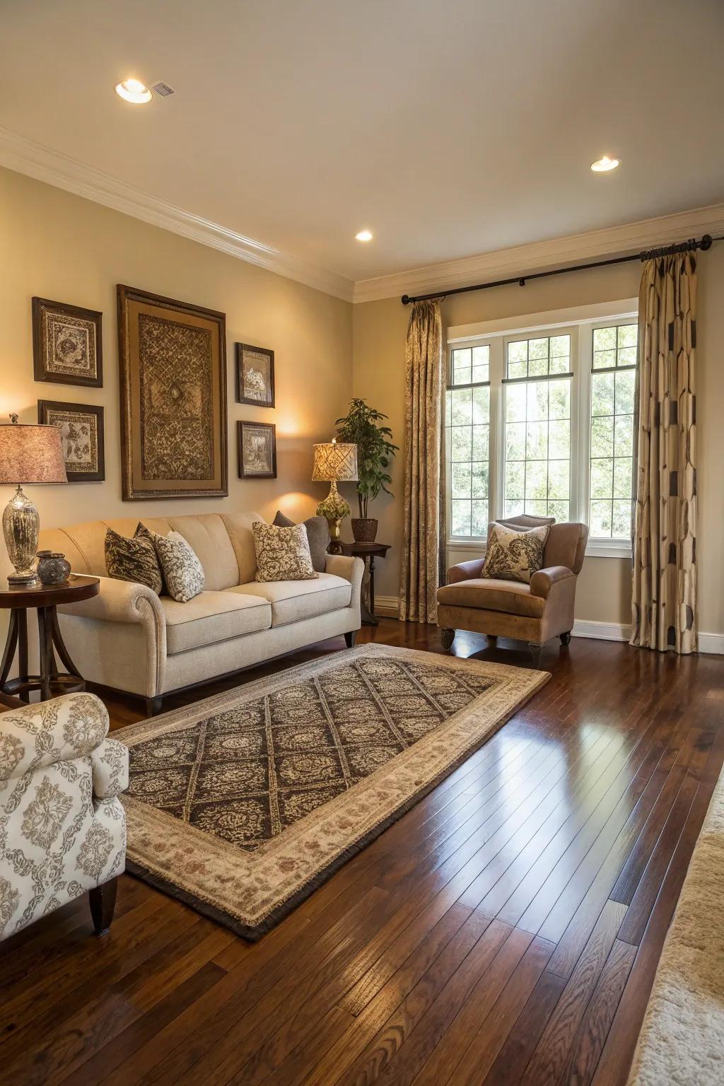 Refined flooring complements the design.