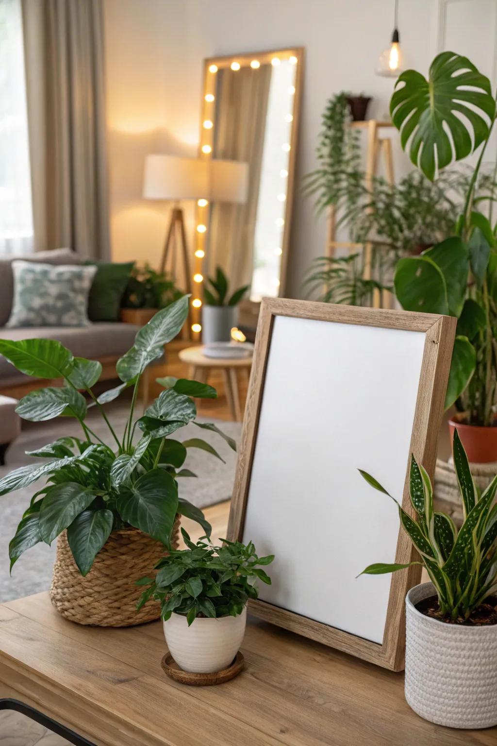 Art and flora establish a harmonious synthesis.