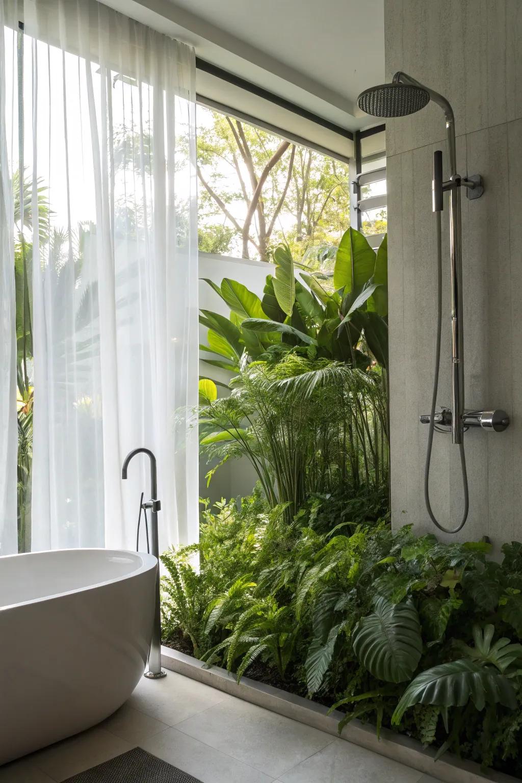 Indoor plants amplify the natural essence of your shower.