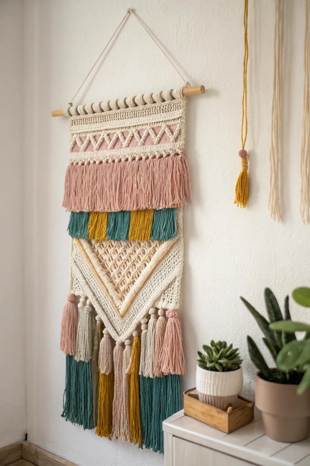 Craft your own stunning bohemian wall art—where simplicity meets artistry in every woven thread.