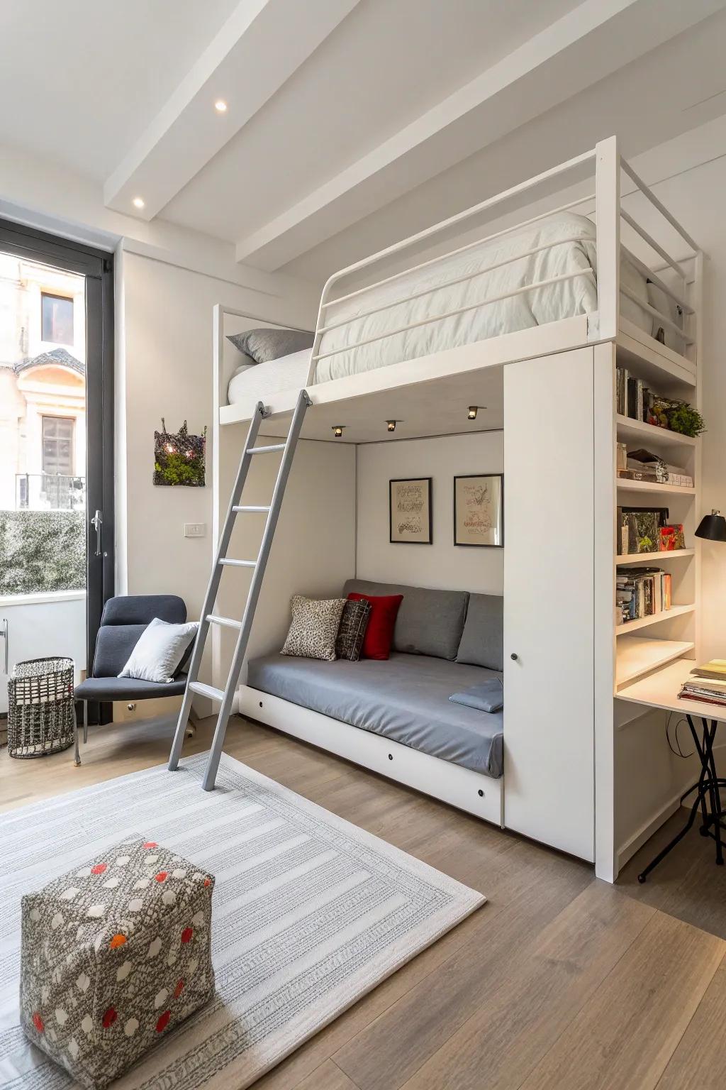 Foldaway-style platform beds offer flexibility for multi-use spaces.