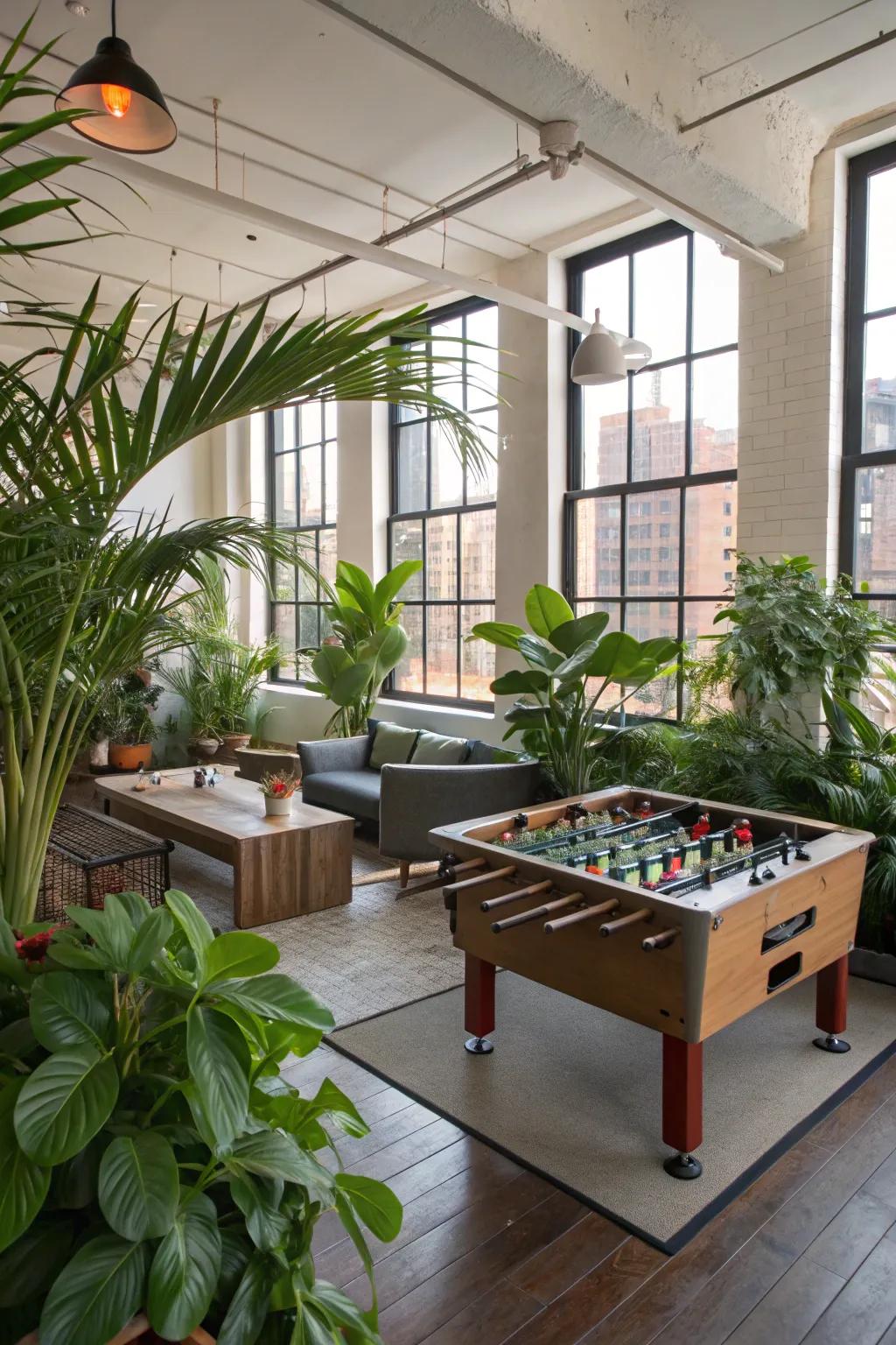 Indoor flora brings freshness and a natural feeling to the game area.