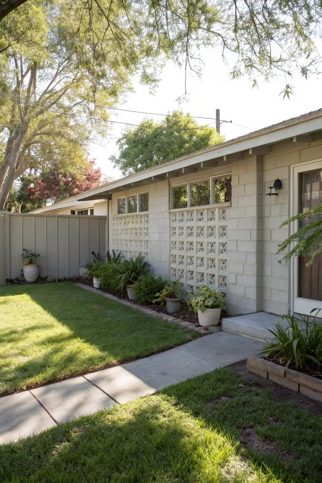 A ventilation block partition affords solitude while sustaining illumination and air passage.
