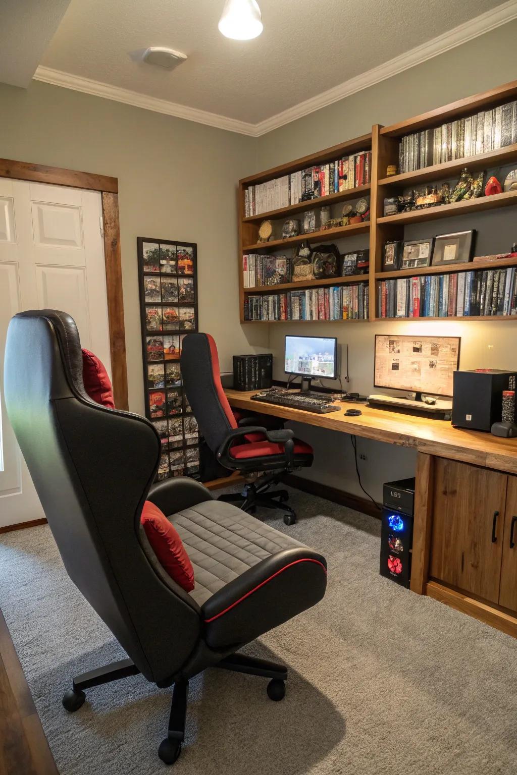 A gaming area delivers a superb break for relaxation.
