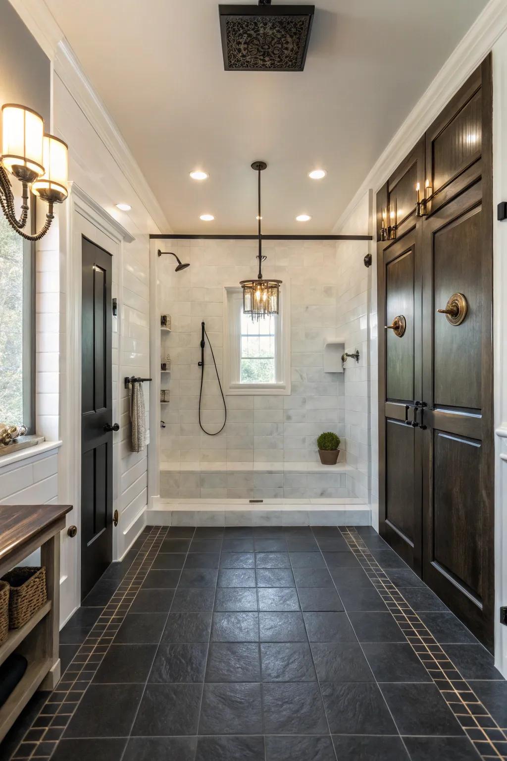 Contrast injects an element of high drama into your shower's blueprint.