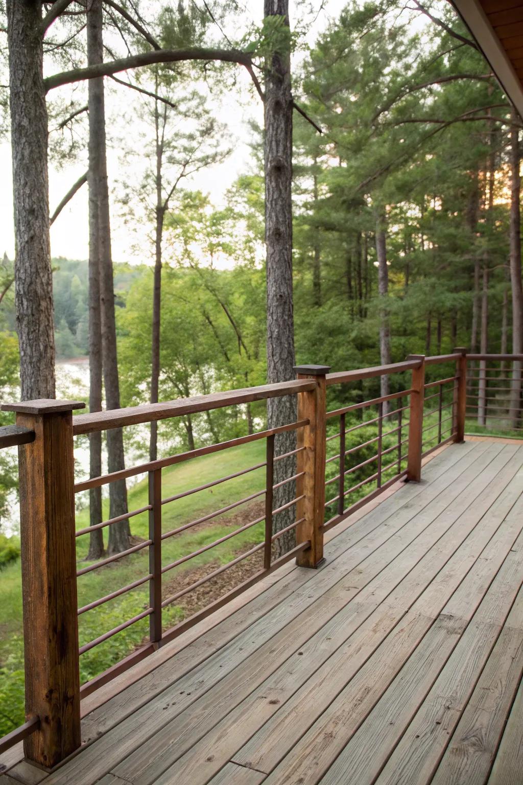 Rustic railings bring a hint of timeless beauty to decks.