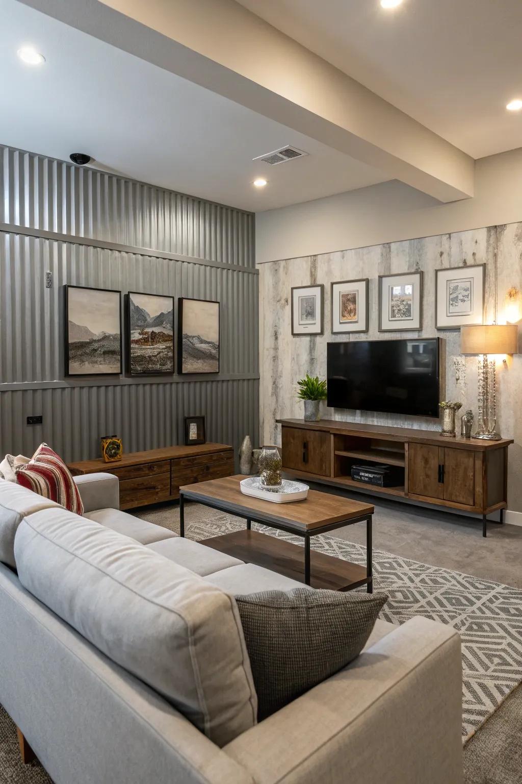 Metallic boards deliver a sleek, contemporary setting.