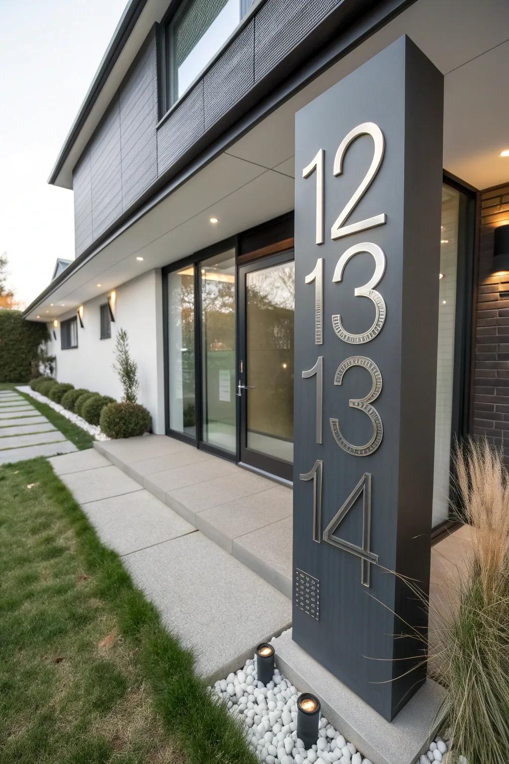 Fashionable address digits contribute a modern nuance.