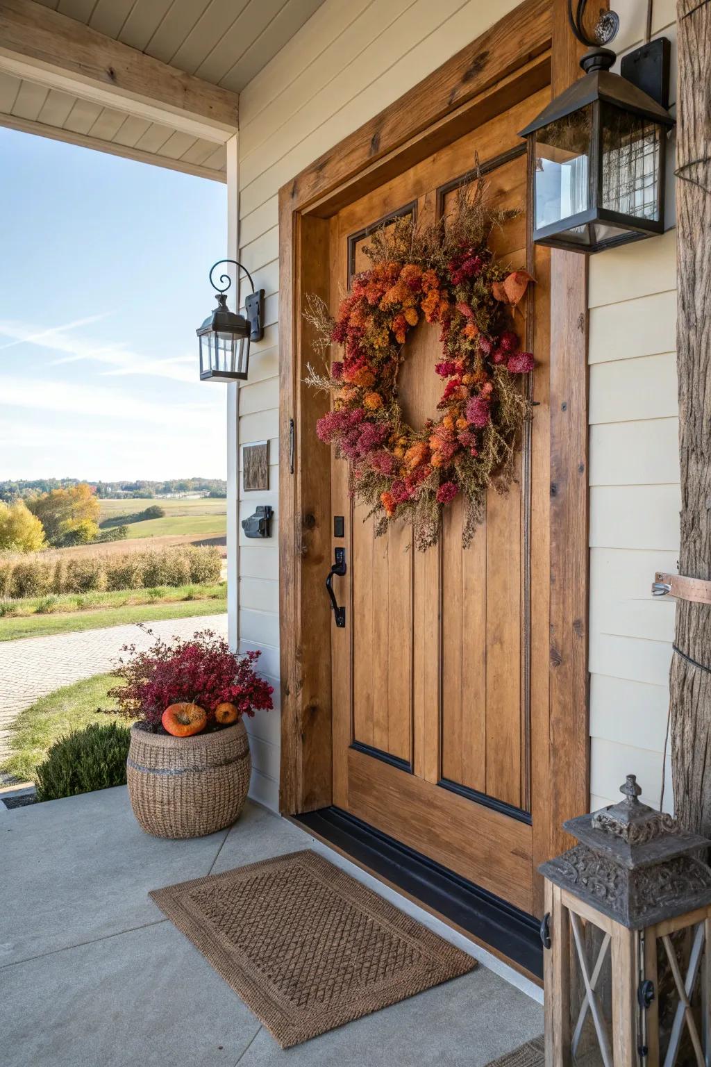Seasonal garlands present a warm welcome to visitors.