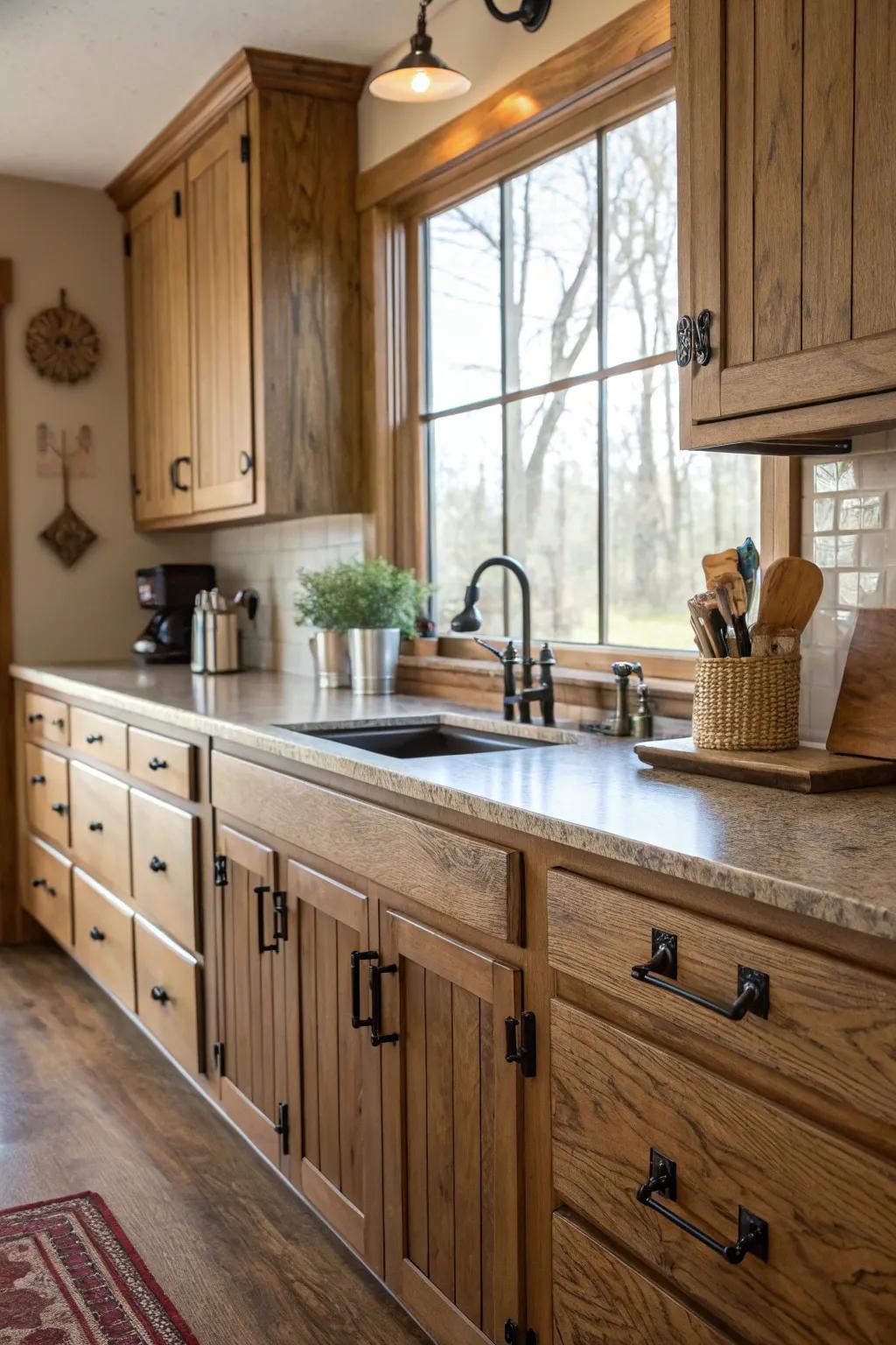 Classic accents add timeless charm to walnut fittings.