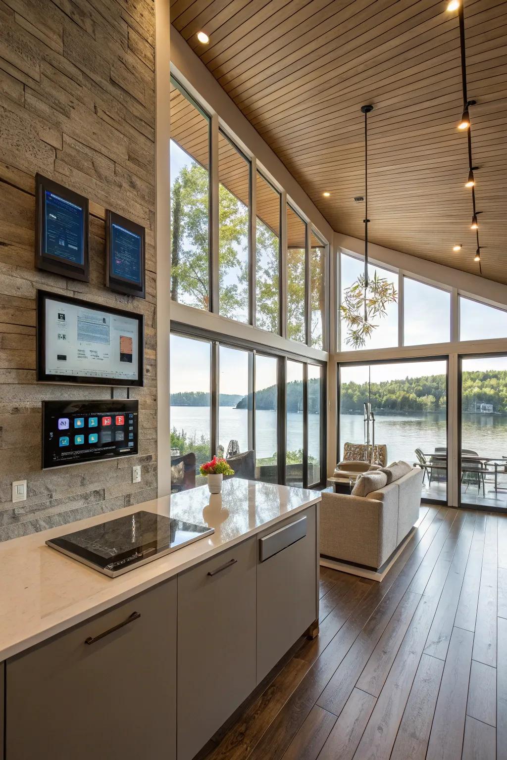 Smart automation adds ease to lakeside living.