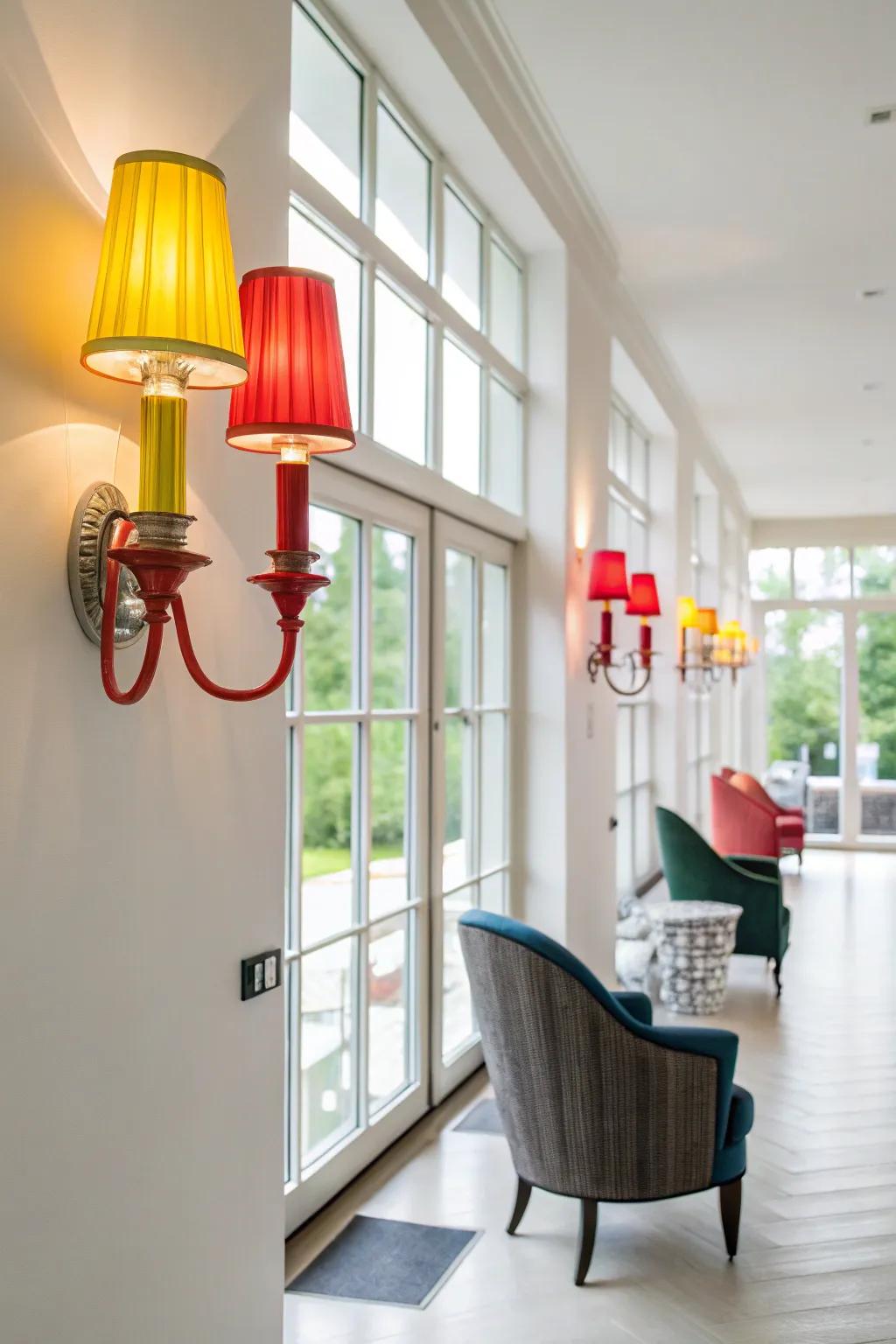 Colorful lamps introduce a playful burst of personality to your area.