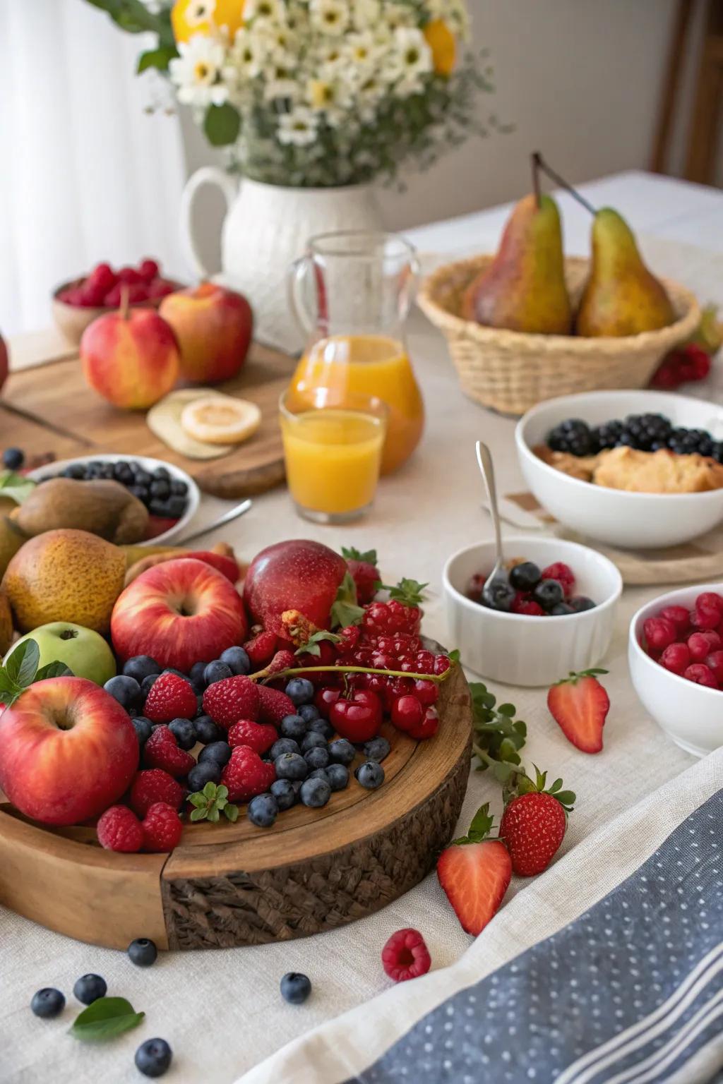 Seasonal fruits inject vibrant intrigue into the table.