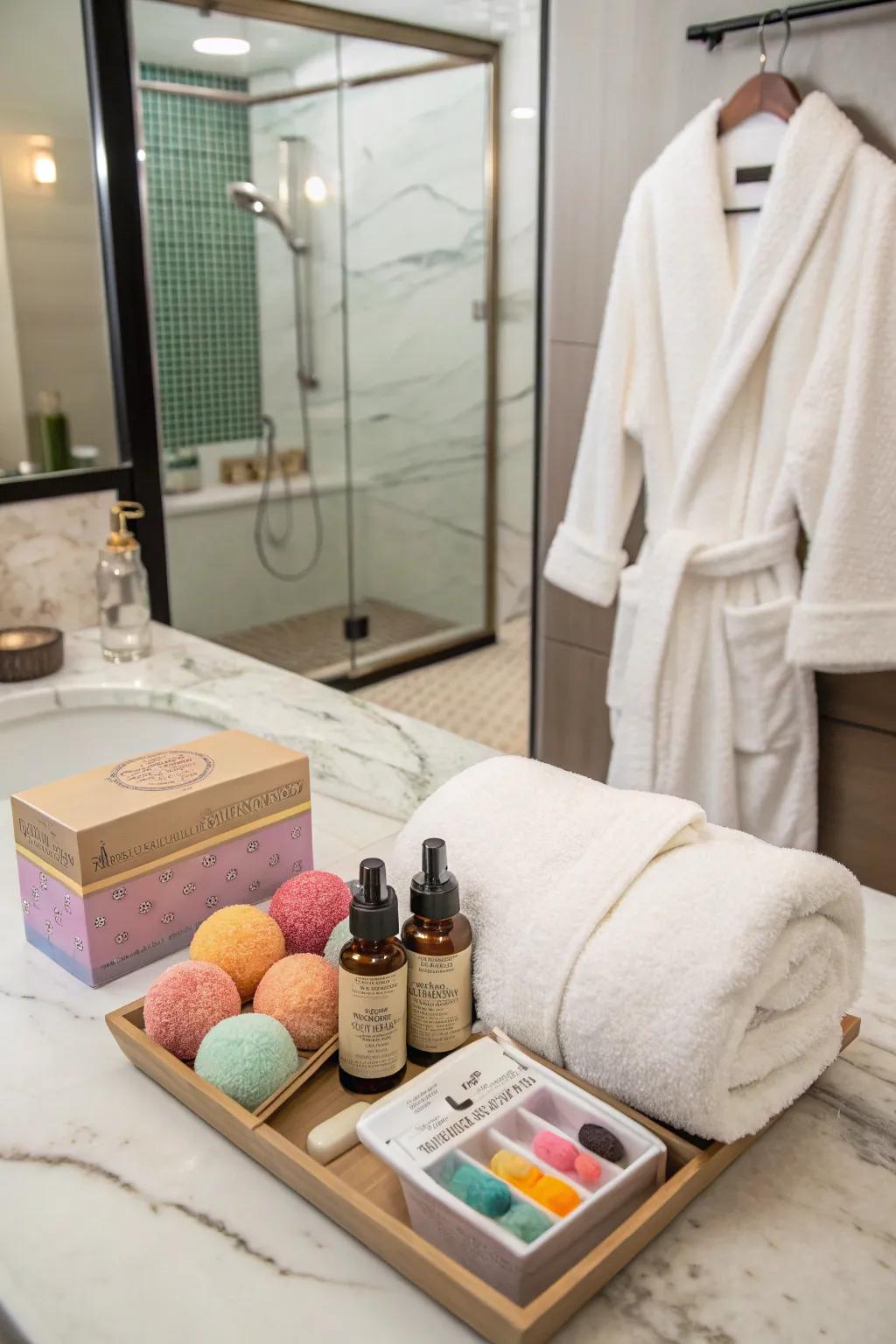 Indulgent relaxation sets offer a soothing welcome.