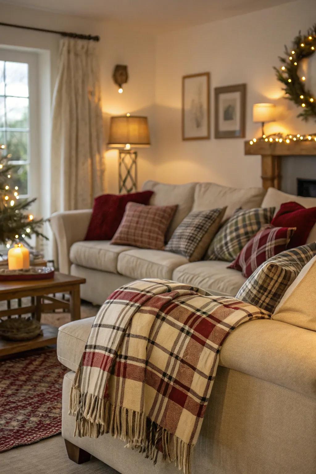 Tartan fabrics append snugness and warmth to your holiday décor.