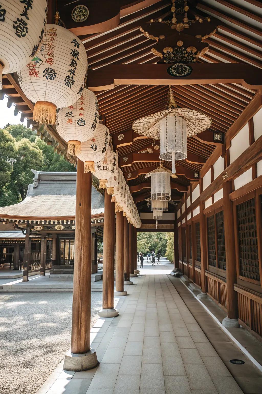 Japanese pagoda-inspired canopy imparts tranquility and sophistication.