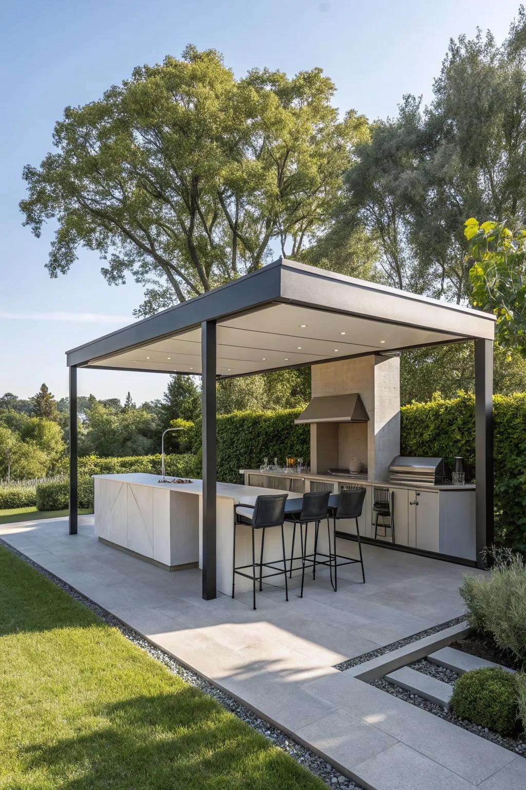 Uncover the beauty of simplicity with a minimalist outdoor cooking gazebo.