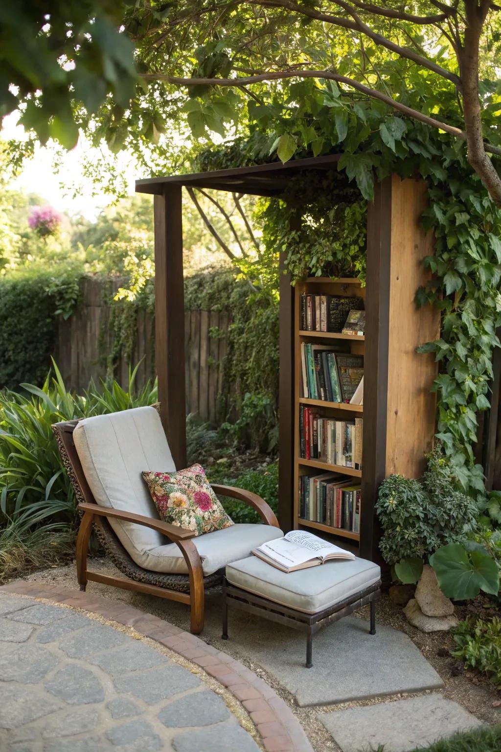 A relaxing book space is an ideal escape within your outdoor personal sanctuary.