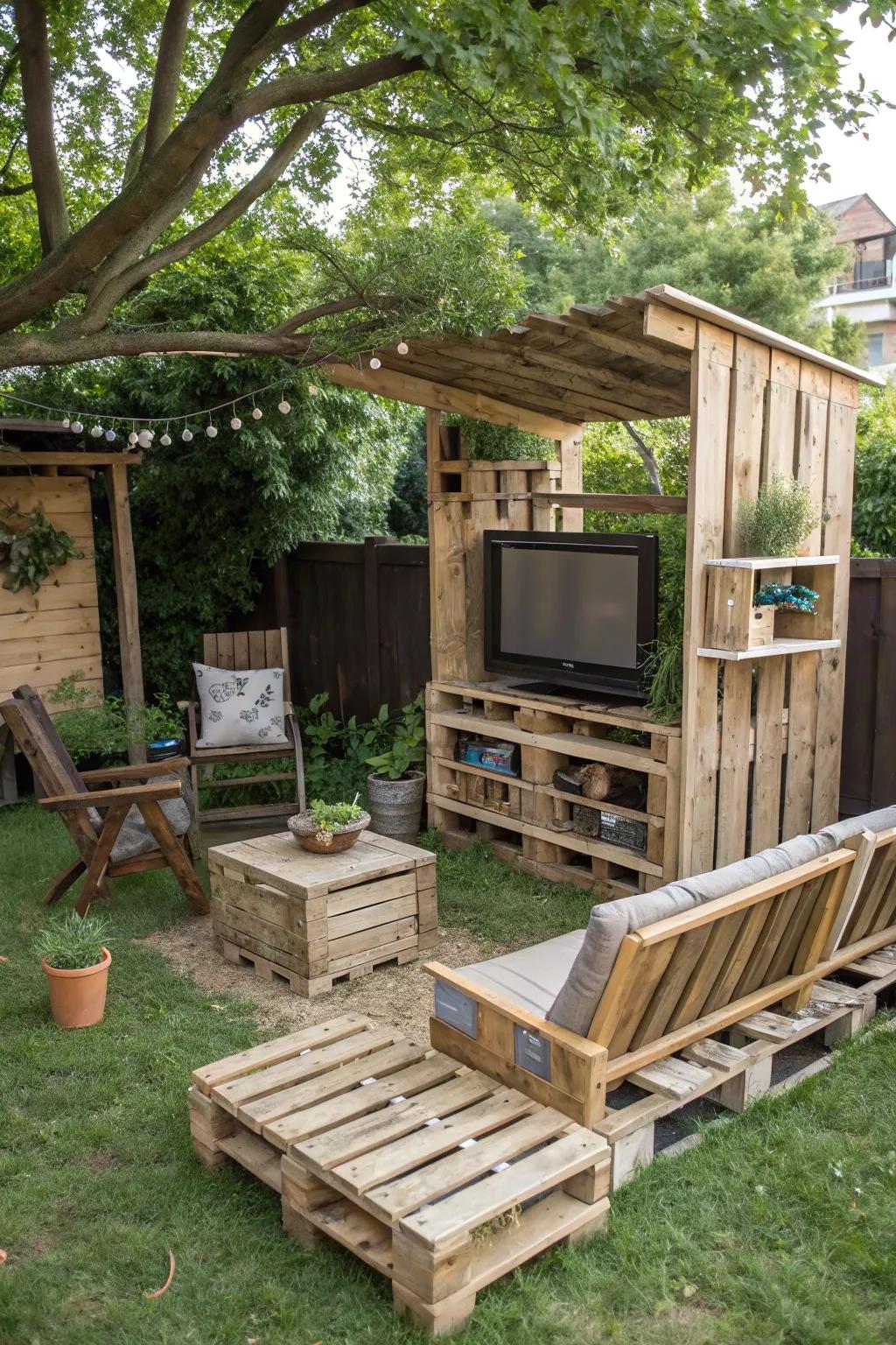 Become artistic using a DIY pallet TV enclosure initiative.