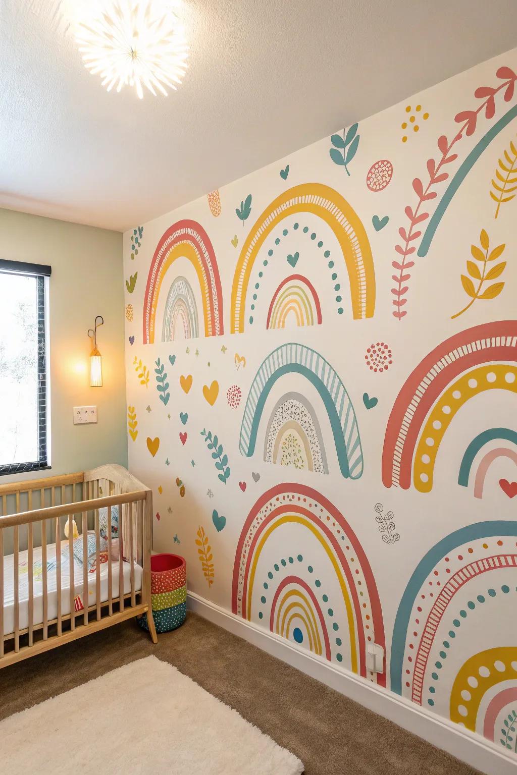 Coated patterns append a spirited, inventive element to a nursery.