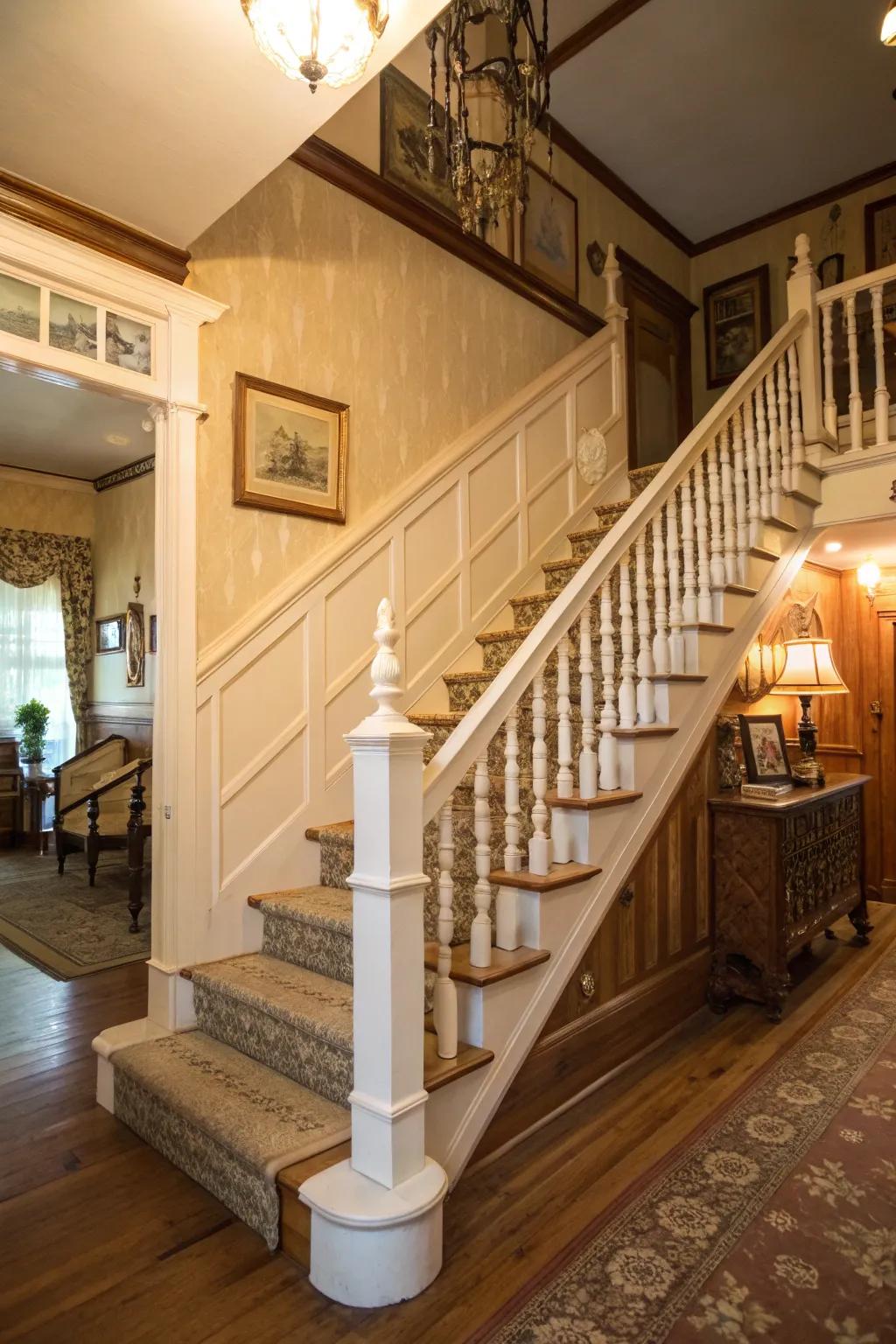 Ivory railings introduce antique refinement and coziness.