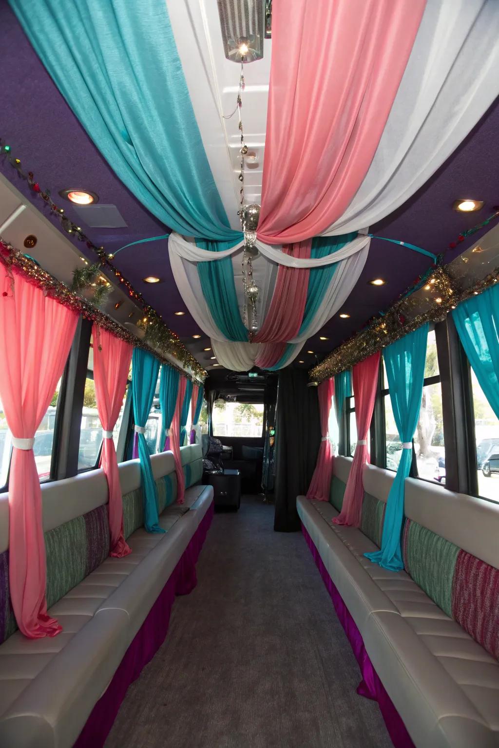 Fabric drape crafts a sumptuous and inviting ambiance.