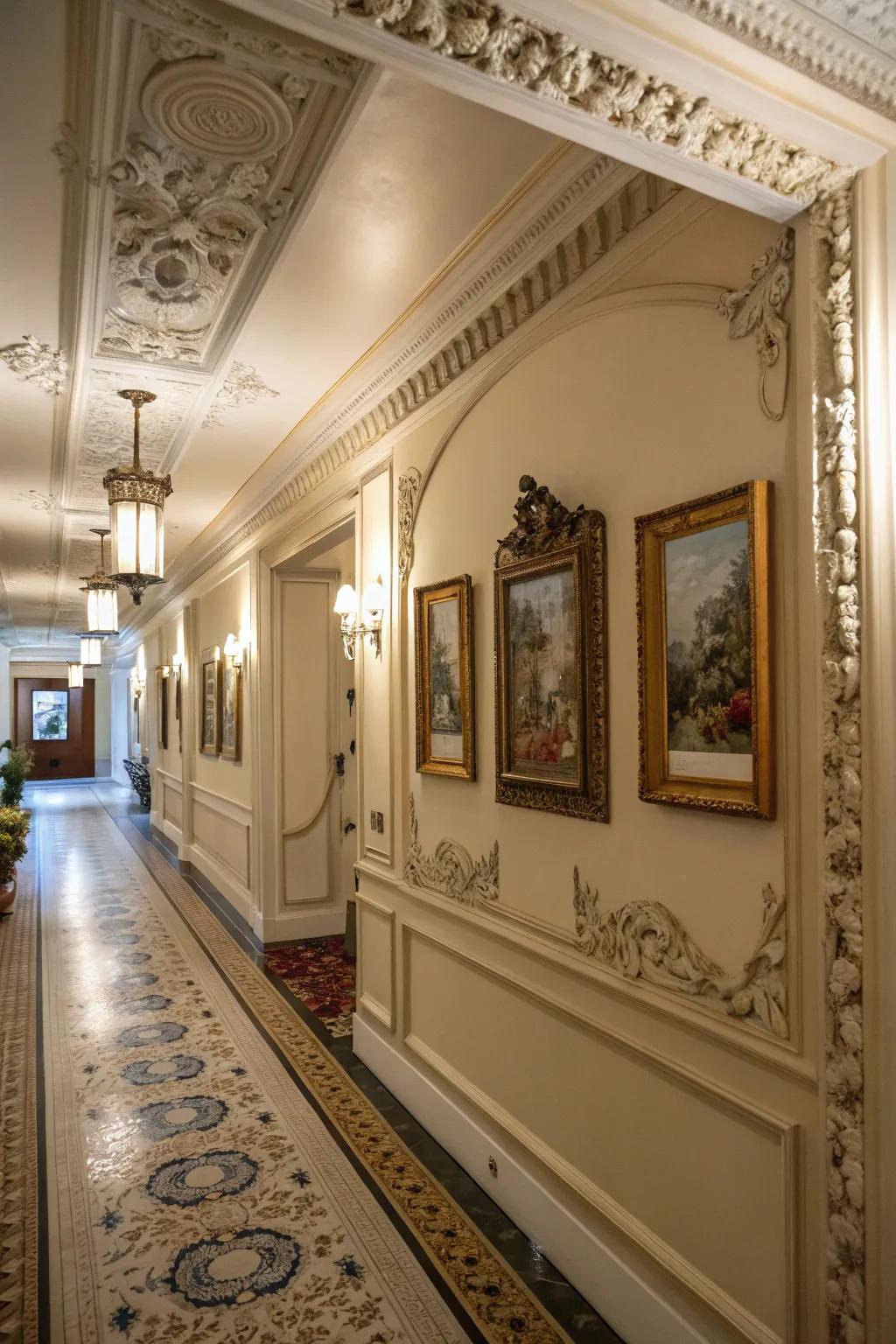 Infuse persona into corridors through ornamental contouring.