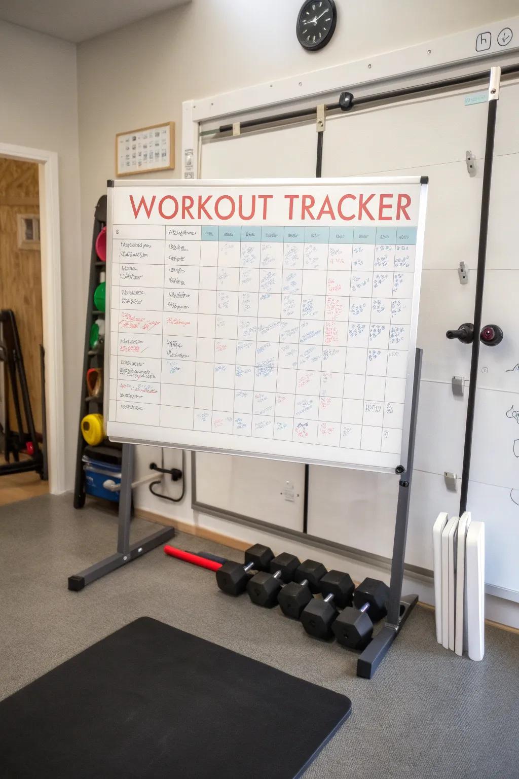 Sustain motivation through a physical training monitor on your writing board.